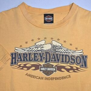 Vintage HARLEY DAVIDSON Men's XL Yellow Short Sleeve T-shirt Cajun -2258